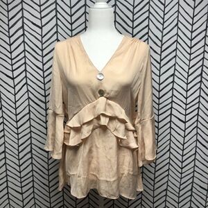 NWT Suzanne Betro Ruffle Trim V-Neck Tunic